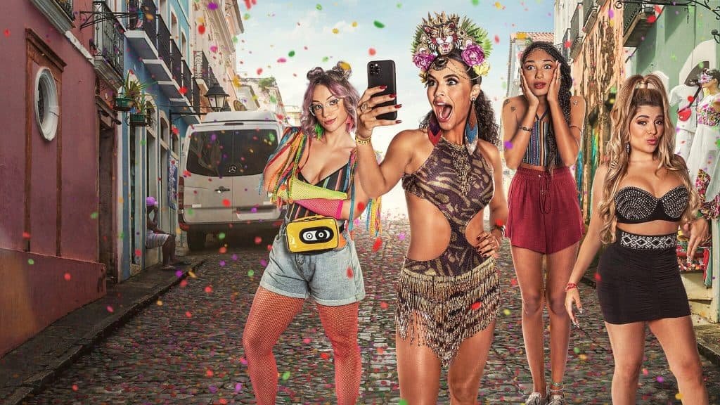 grupo de mulheres pulando carnaval
