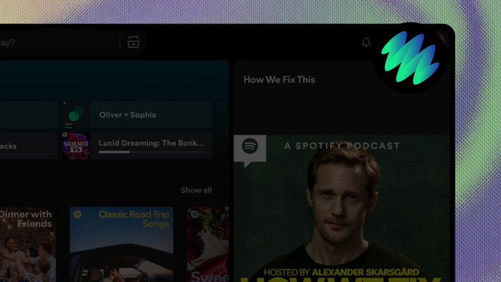 Tela inicial do Spotify exibe acesso ao Studio by Spotify Labs integrado à plataforma
