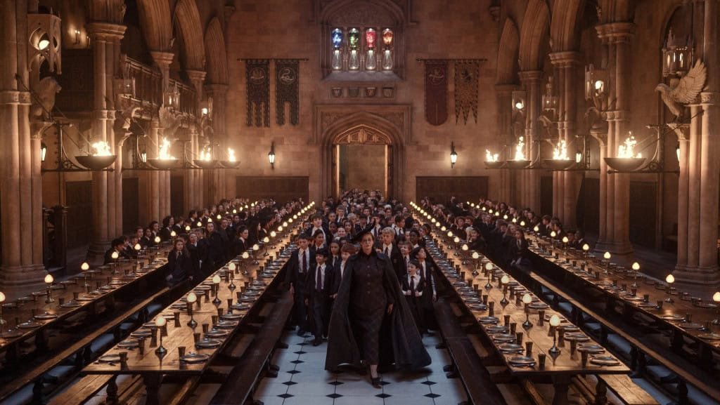 Janet McTeer como Minerva McGonagall em cena de Harry Potter e a Pedra Filosofal